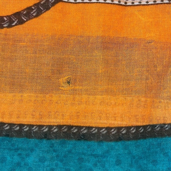 Lightweight Scarf Rectangle Orange Teal Green - Picture 4 of 4